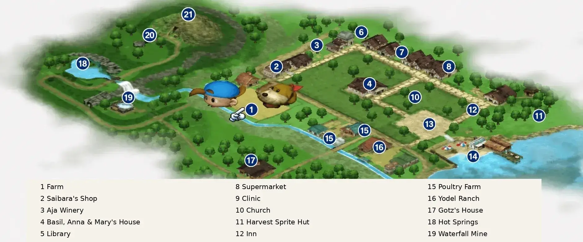 Harvest Moon Back to Nature Map